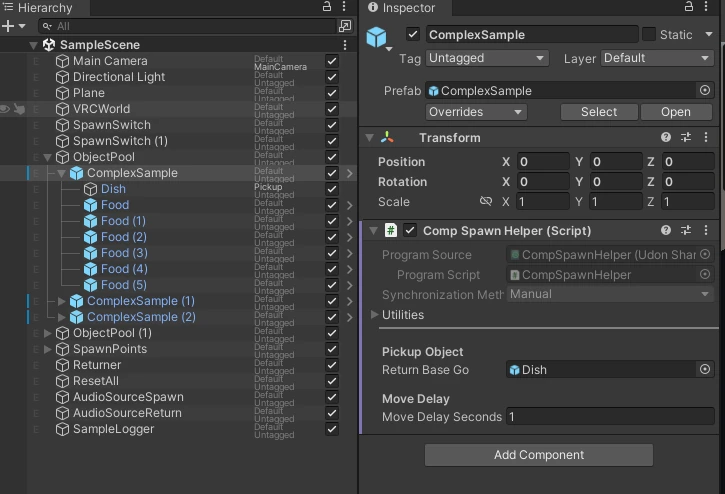 CompSpawnHelperのReturn Base Goを設定したInspector